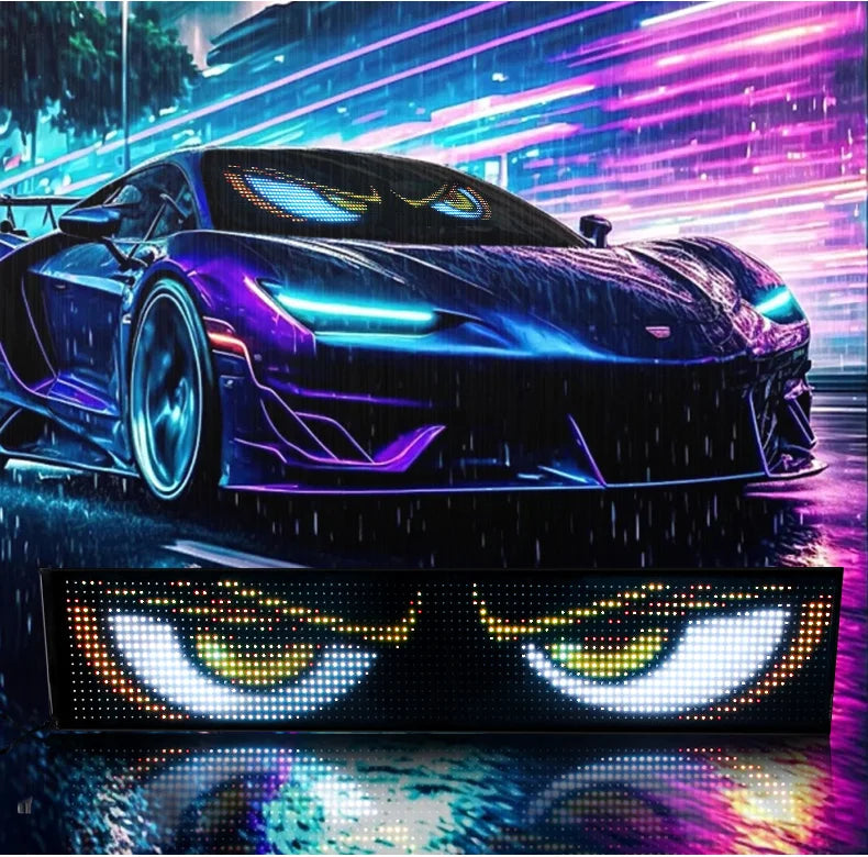 Rayhome Synchronize Multiple Devil Eyes Light Bluetooth APP Control LED Display Scrolling Sign Light for Car Truck Windshield