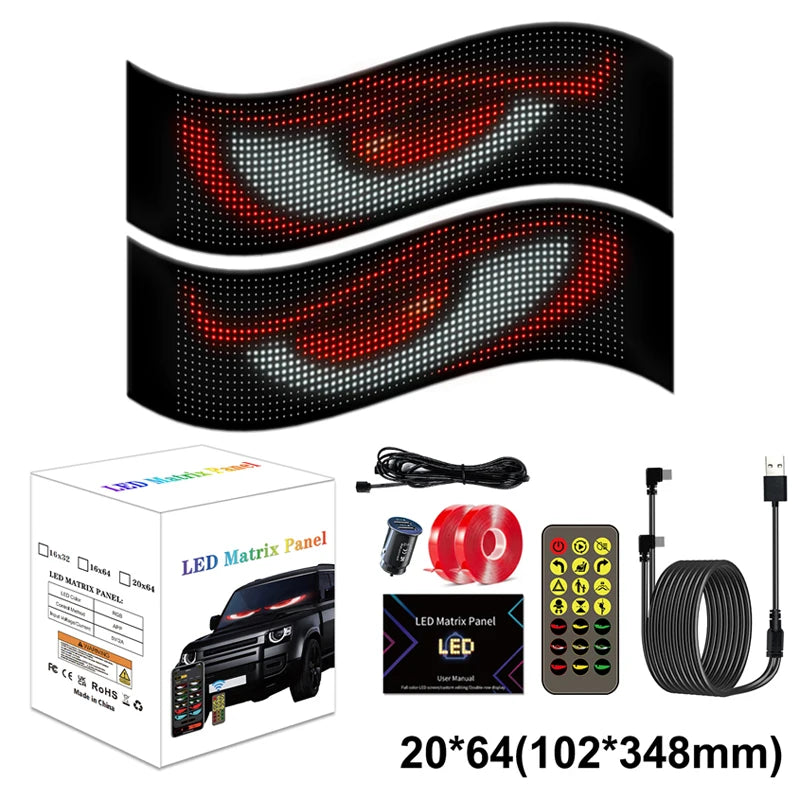 Rayhome Synchronize Multiple Devil Eyes Light Bluetooth APP Control LED Display Scrolling Sign Light for Car Truck Windshield