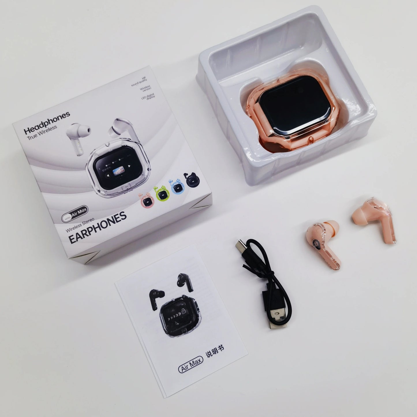 Translation Headphones with Multifunction Touch Screen Smart Wireless Bluetooth Earphone HiFi Audio Quality Business Earbud