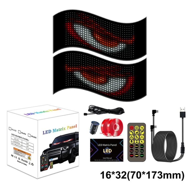 Rayhome Synchronize Multiple Devil Eyes Light Bluetooth APP Control LED Display Scrolling Sign Light for Car Truck Windshield