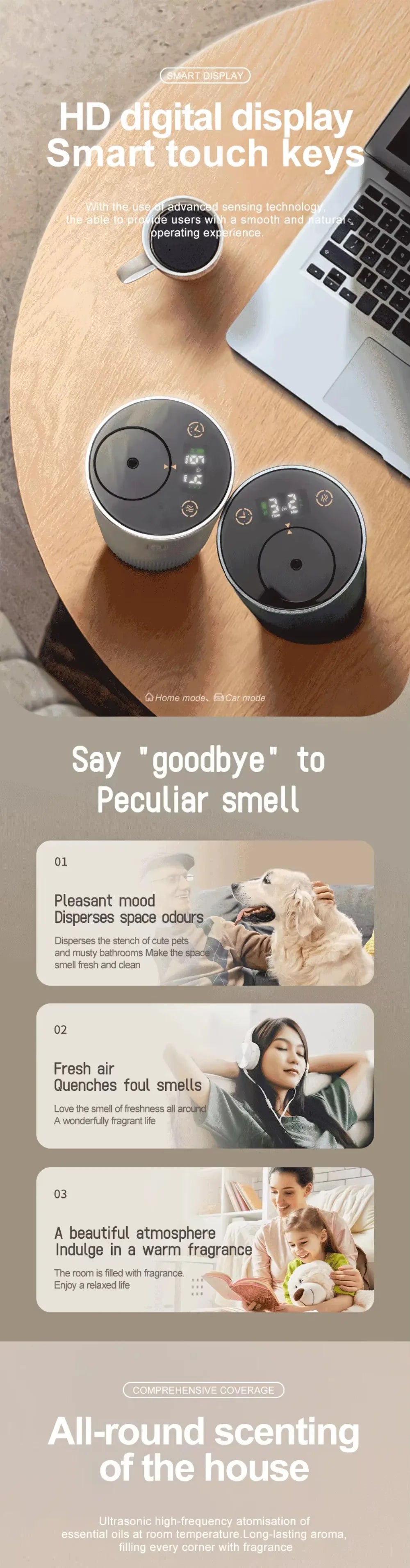 Portable Essential Oil Diffuser Smell Distributor Electric Smell For Home Office Car Air Freshener Rechargeable Scent Diffusers