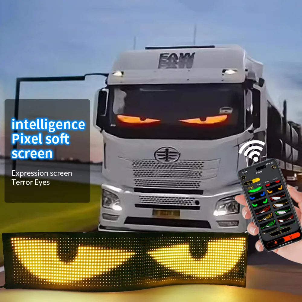 Rayhome Synchronize Multiple Devil Eyes Light Bluetooth APP Control LED Display Scrolling Sign Light for Car Truck Windshield