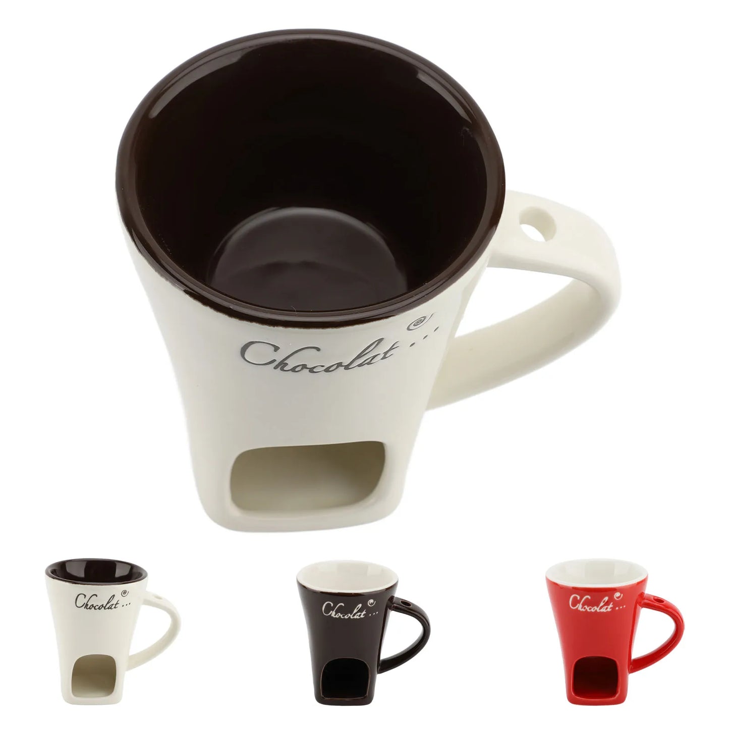 Chocolate Melting Fondue Mug Ceramic Butter Warmer Pot Chocolate Melting Supplies with Fork for Kitchen