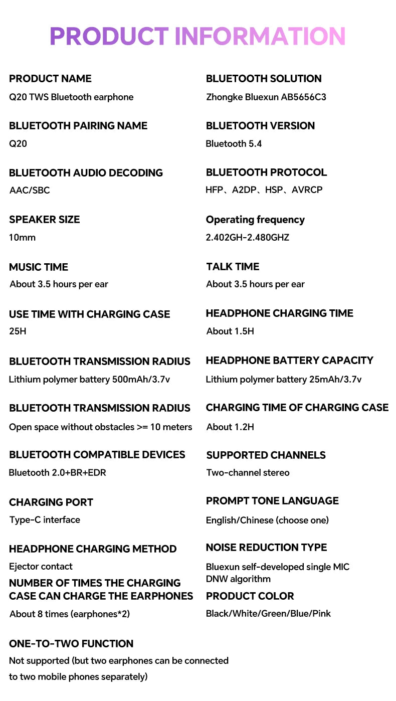 Translation Headphones with Multifunction Touch Screen Smart Wireless Bluetooth Earphone HiFi Audio Quality Business Earbud