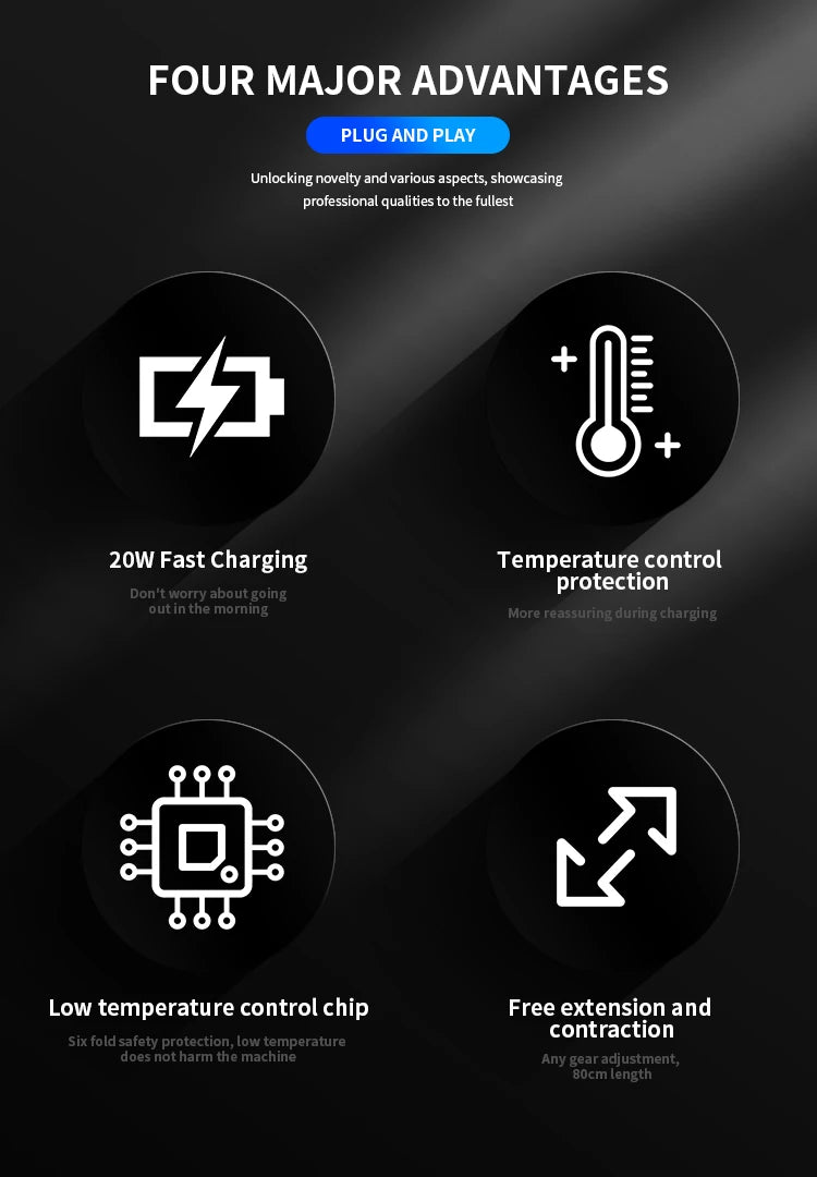 4 in 1 120W Car Charger Retractable Car Cigarette Lighter Adapter USB Type C Fast Charger Cable For IPhone Xiaomi Huawei Samsung