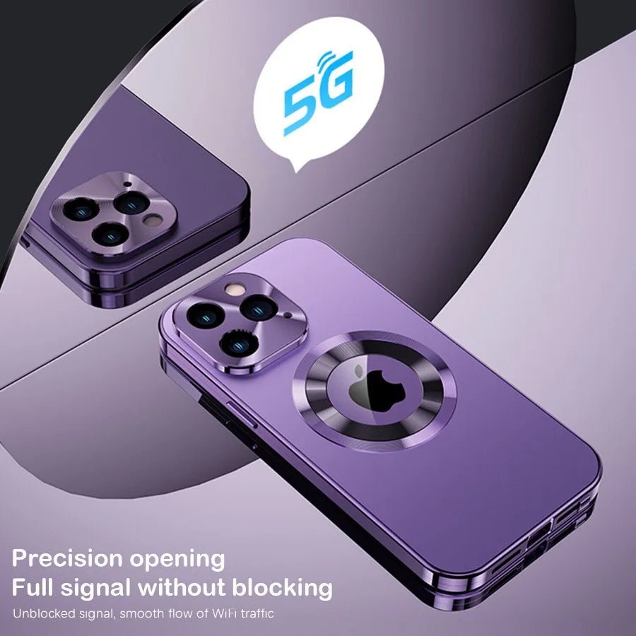 For iPhone16 15 14 Plus 13 12Pro Max Full Aluminum Metal Magnetic Case Double-Sided Protection Shockproof Cover Screen Protector