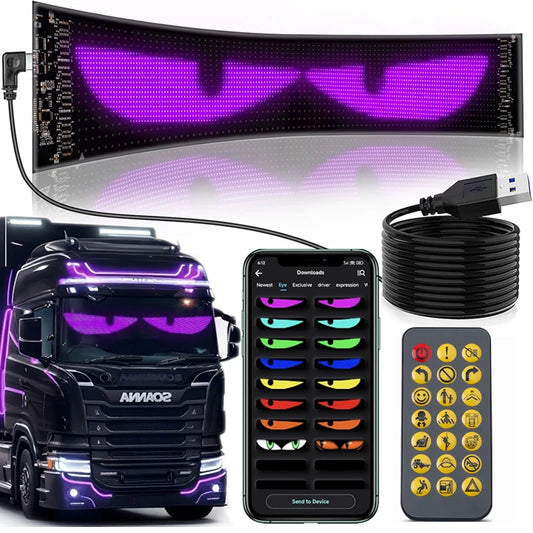 Rayhome Synchronize Multiple Devil Eyes Light Bluetooth APP Control LED Display Scrolling Sign Light for Car Truck Windshield