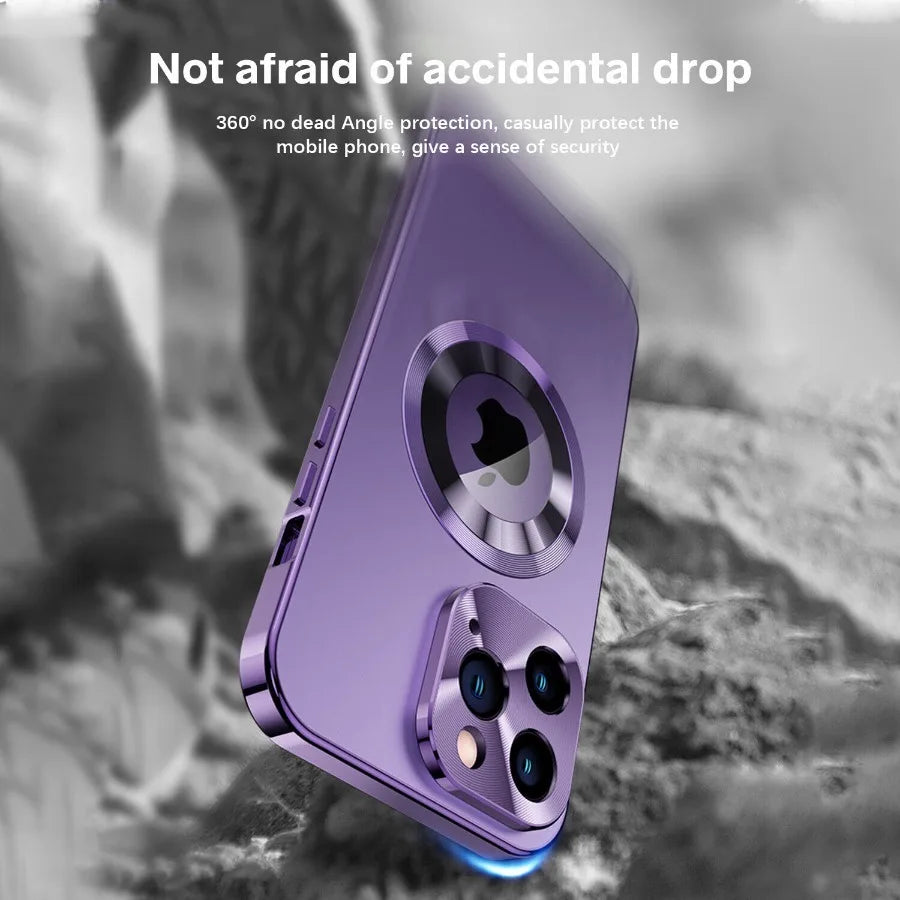 For iPhone16 15 14 Plus 13 12Pro Max Full Aluminum Metal Magnetic Case Double-Sided Protection Shockproof Cover Screen Protector