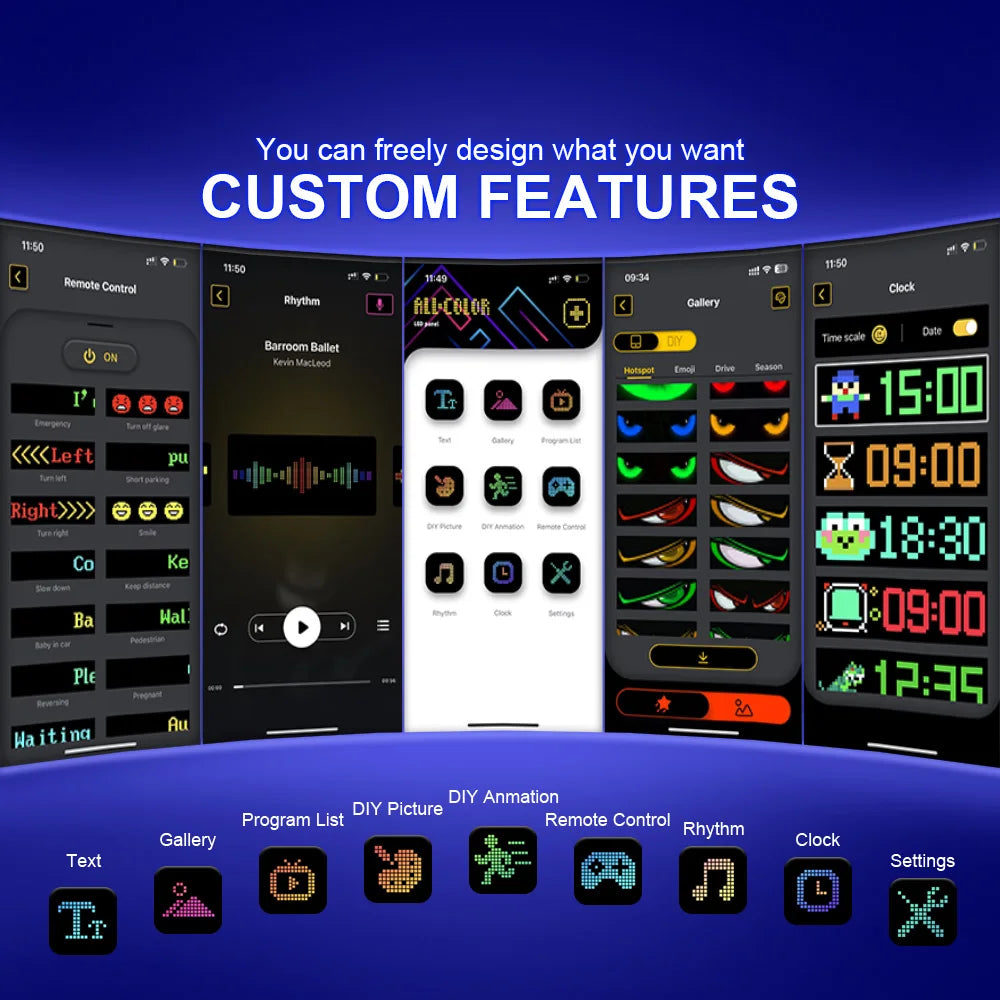 Rayhome Synchronize Multiple Devil Eyes Light Bluetooth APP Control LED Display Scrolling Sign Light for Car Truck Windshield