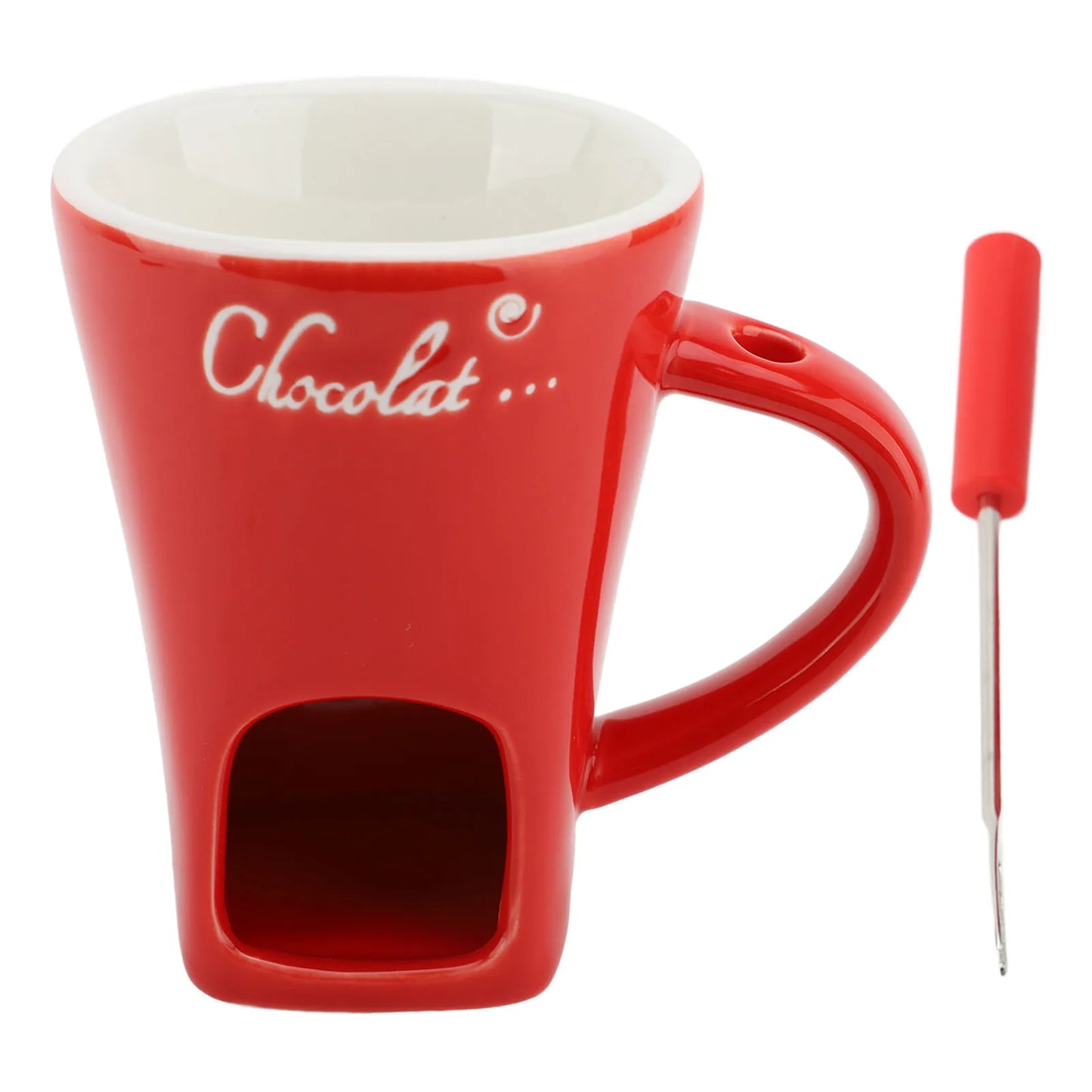 Chocolate Melting Fondue Mug Ceramic Butter Warmer Pot Chocolate Melting Supplies with Fork for Kitchen