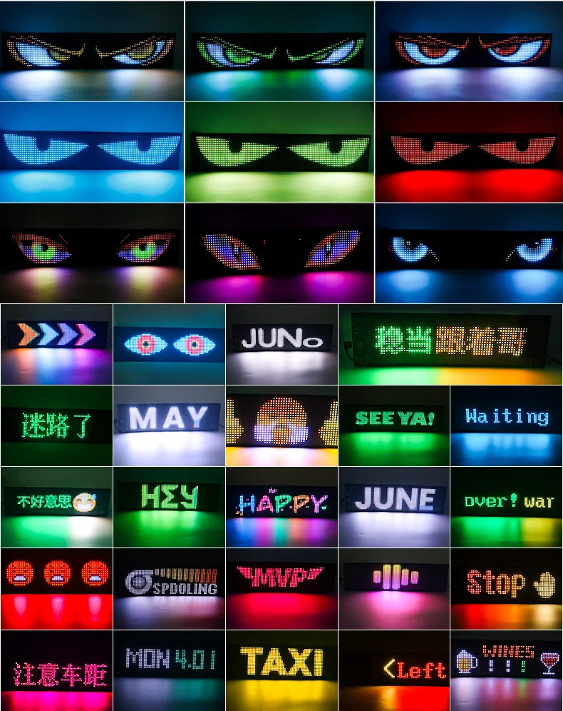 Rayhome Synchronize Multiple Devil Eyes Light Bluetooth APP Control LED Display Scrolling Sign Light for Car Truck Windshield