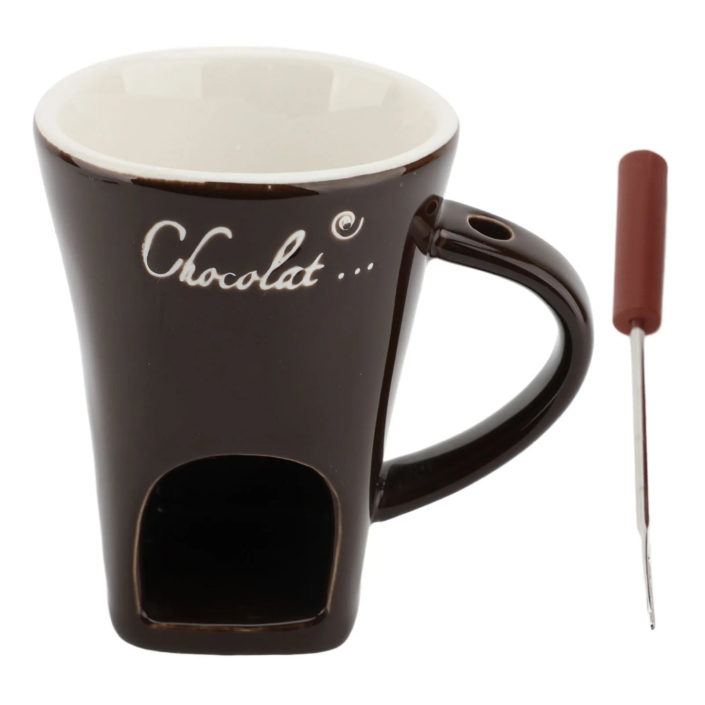Chocolate Melting Fondue Mug Ceramic Butter Warmer Pot Chocolate Melting Supplies with Fork for Kitchen