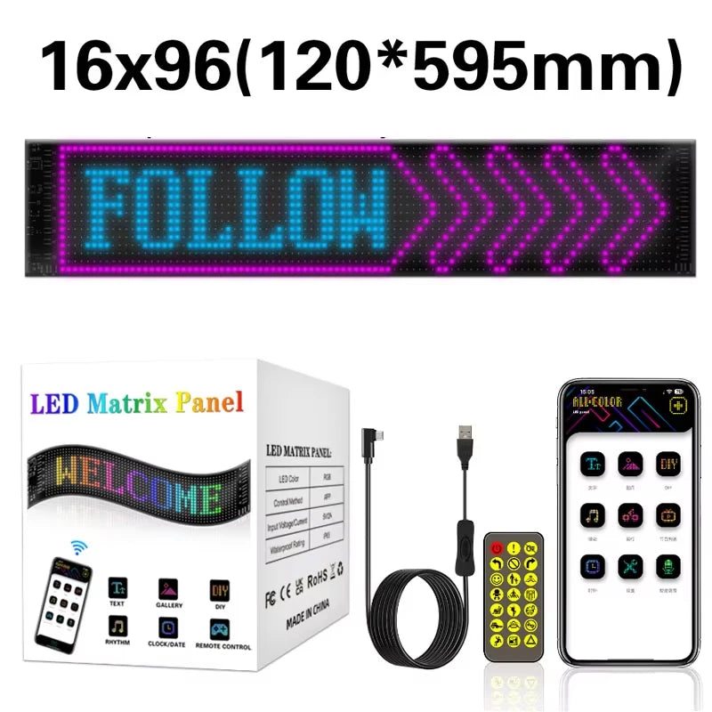 Rayhome Synchronize Multiple Devil Eyes Light Bluetooth APP Control LED Display Scrolling Sign Light for Car Truck Windshield