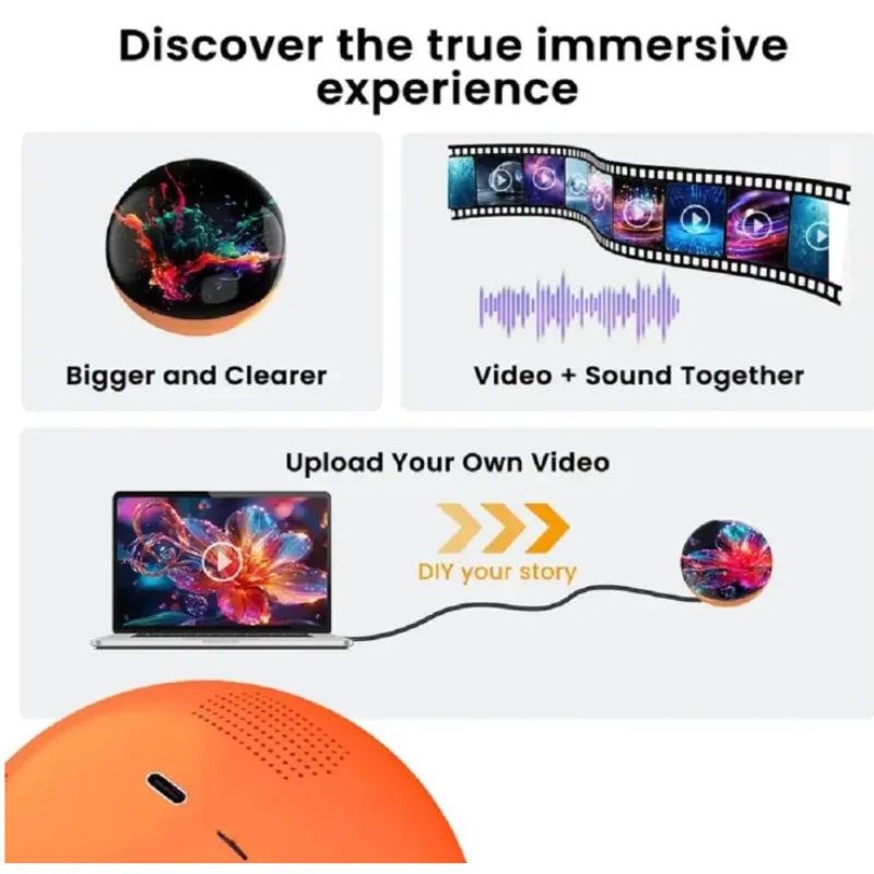 Customizable Video Glass Ball Diy Art Glass Ball Lamp - Spherical Pixel Display, Detachable Video Screen Custom Birthday Gifts