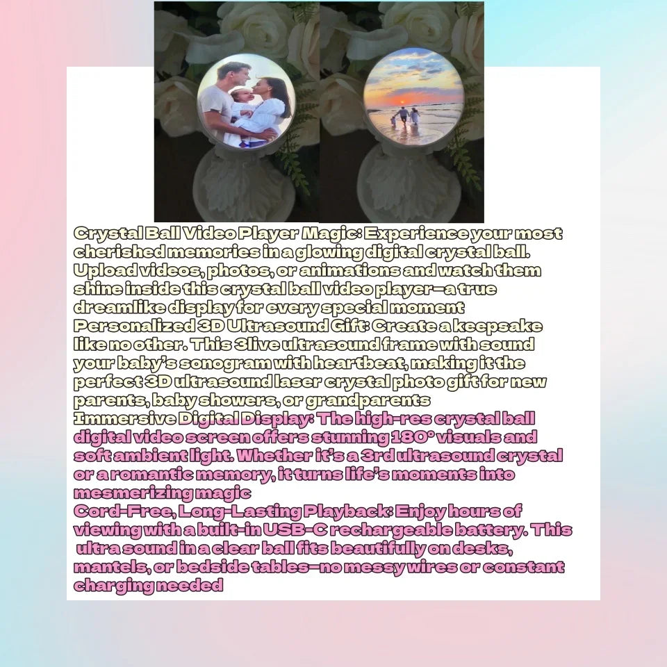 Customizable Video Glass Ball Diy Art Glass Ball Lamp - Spherical Pixel Display, Detachable Video Screen Custom Birthday Gifts