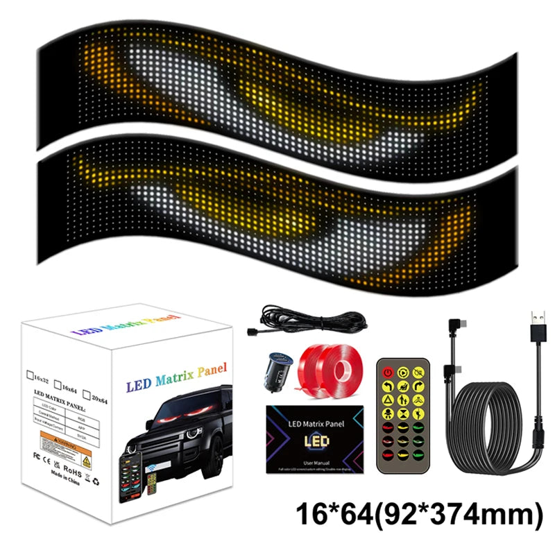 Rayhome Synchronize Multiple Devil Eyes Light Bluetooth APP Control LED Display Scrolling Sign Light for Car Truck Windshield