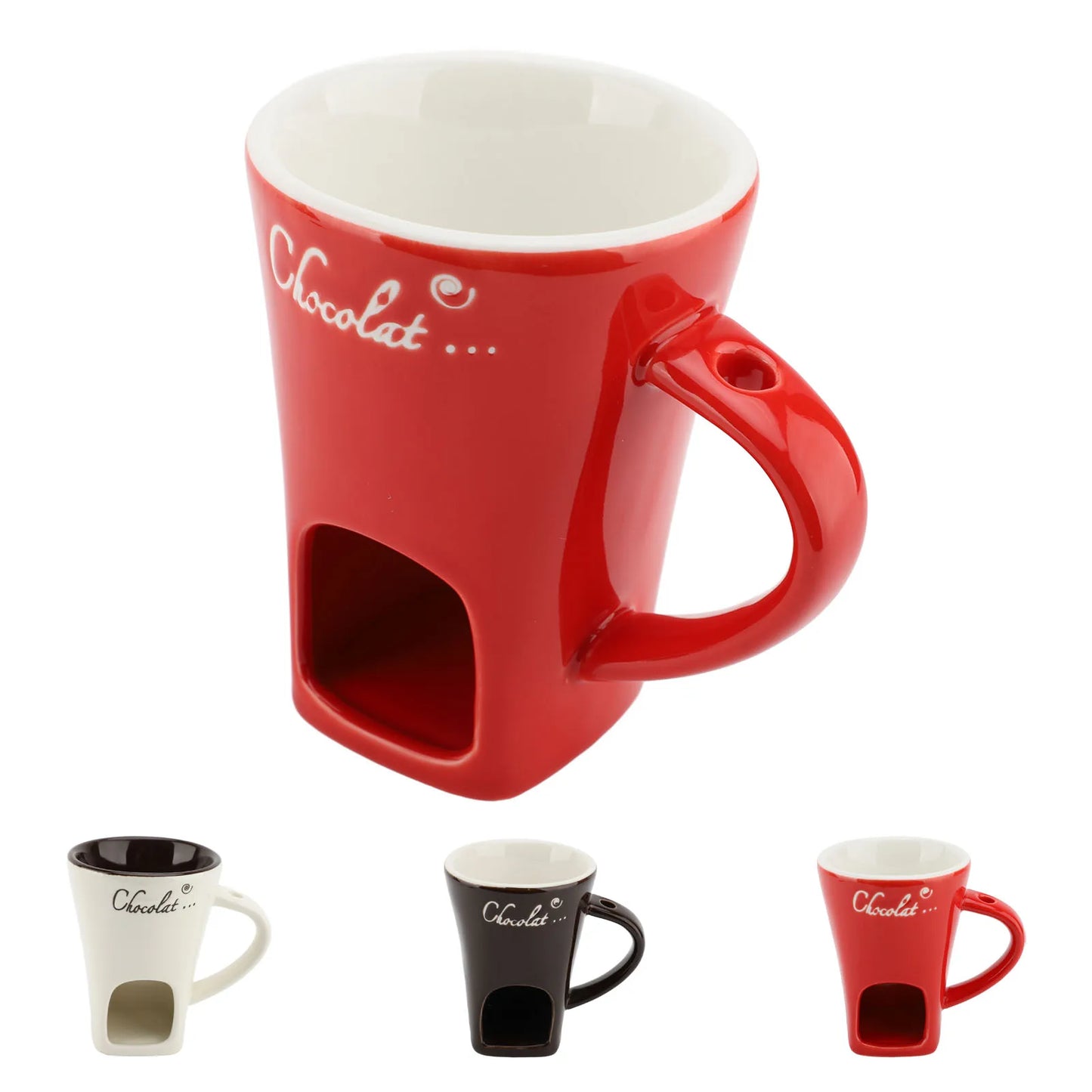 Chocolate Melting Fondue Mug Ceramic Butter Warmer Pot Chocolate Melting Supplies with Fork for Kitchen
