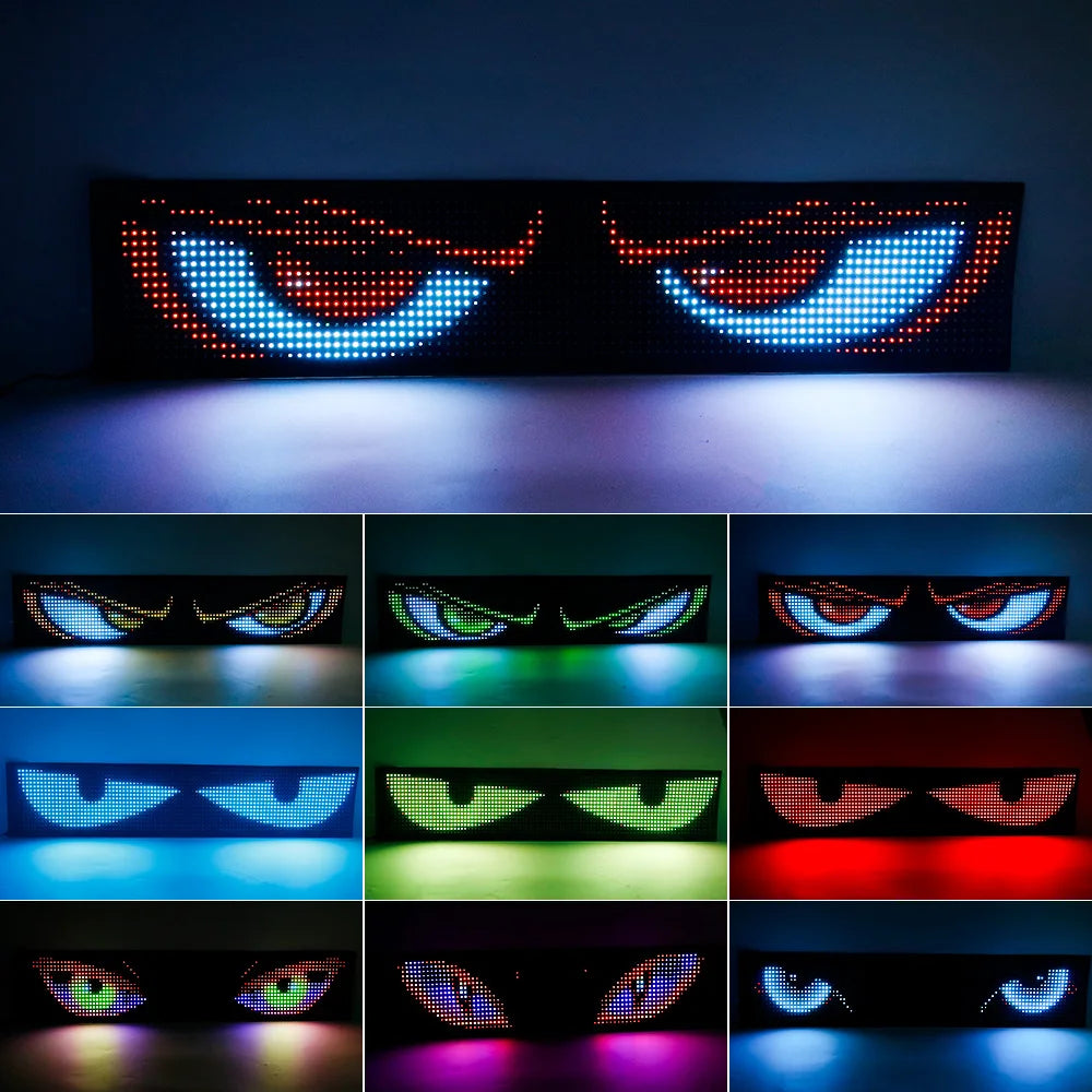 Rayhome Synchronize Multiple Devil Eyes Light Bluetooth APP Control LED Display Scrolling Sign Light for Car Truck Windshield
