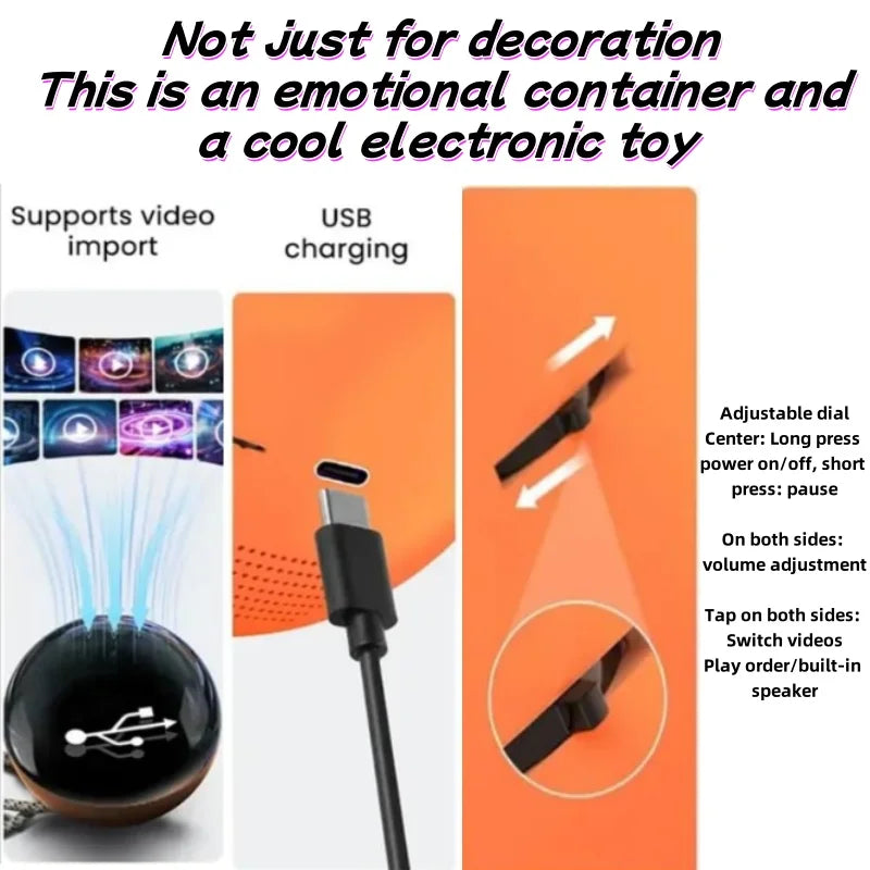Customizable Video Glass Ball Diy Art Glass Ball Lamp - Spherical Pixel Display, Detachable Video Screen Custom Birthday Gifts