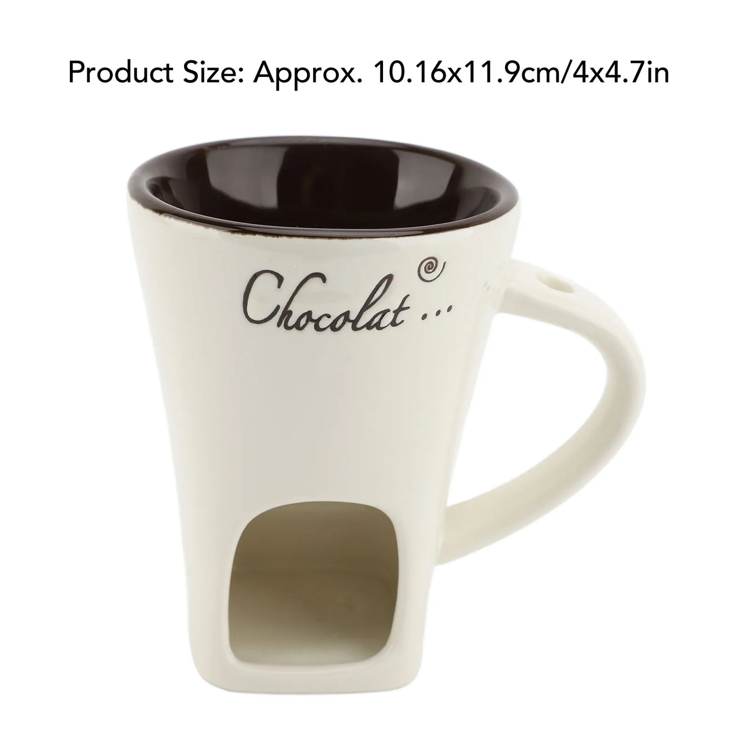 Chocolate Melting Fondue Mug Ceramic Butter Warmer Pot Chocolate Melting Supplies with Fork for Kitchen