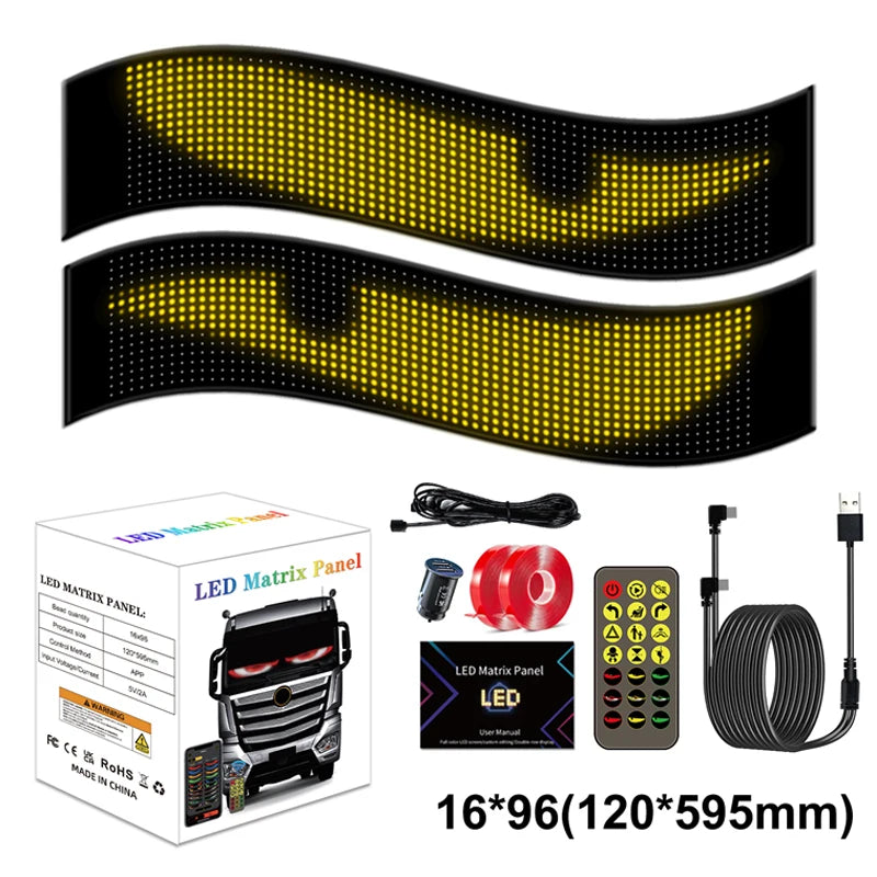 Rayhome Synchronize Multiple Devil Eyes Light Bluetooth APP Control LED Display Scrolling Sign Light for Car Truck Windshield