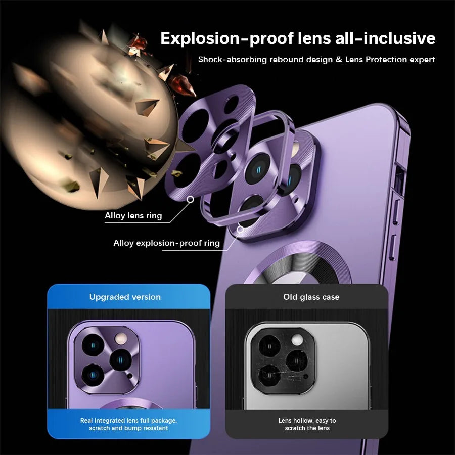 For iPhone16 15 14 Plus 13 12Pro Max Full Aluminum Metal Magnetic Case Double-Sided Protection Shockproof Cover Screen Protector