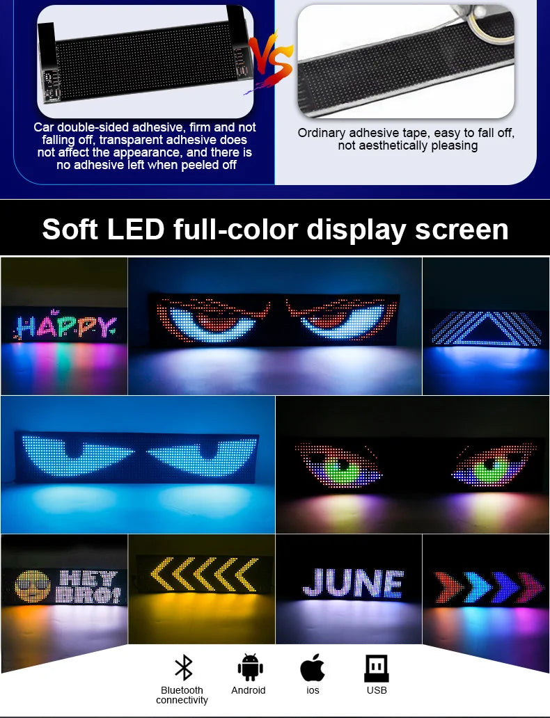 Rayhome Synchronize Multiple Devil Eyes Light Bluetooth APP Control LED Display Scrolling Sign Light for Car Truck Windshield